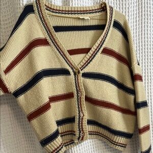 Striped V-Neck Cardigan Sweater